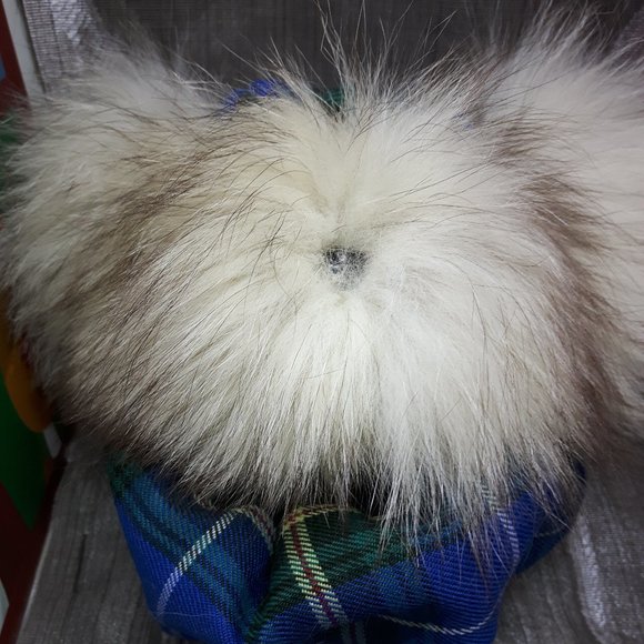 Tartan Teddy Bear Christmas Ornament - Genuine Fur - Fox - Picture 4 of 6